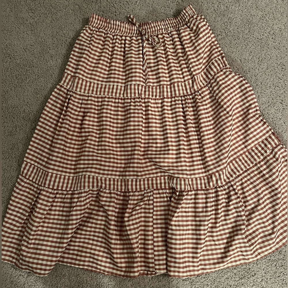 Checkered midi skirt